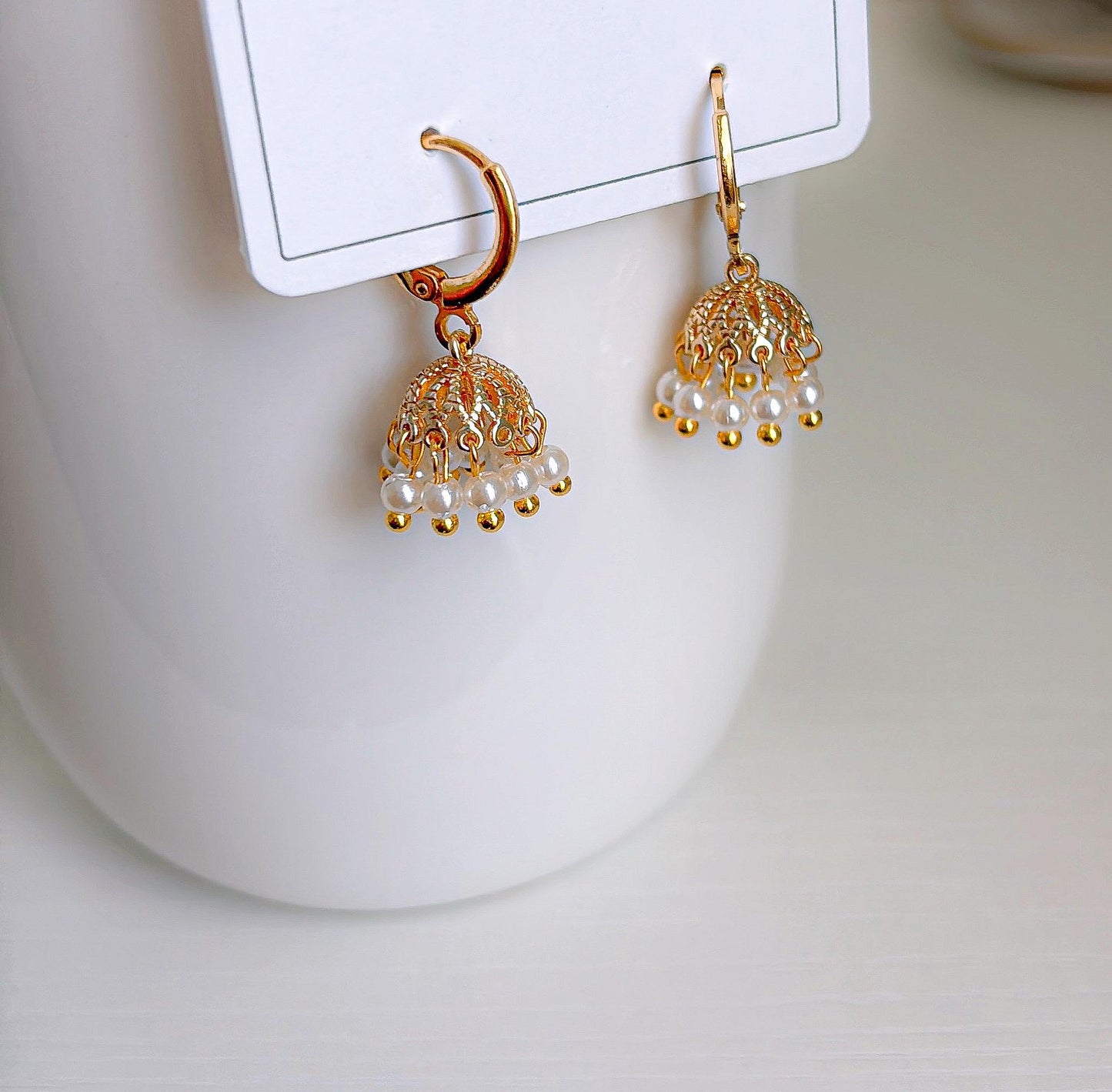 Cute Micro Mini Jhumka Earrings,14k Gold Plated Hoop Earrings,Baby size jhumka earrings,Gold Plated Earrings