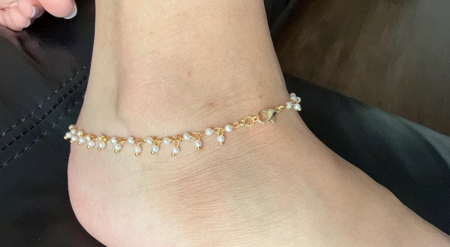Pearl Anklet/Minimalist Ankle bracelet/dainty Anklets