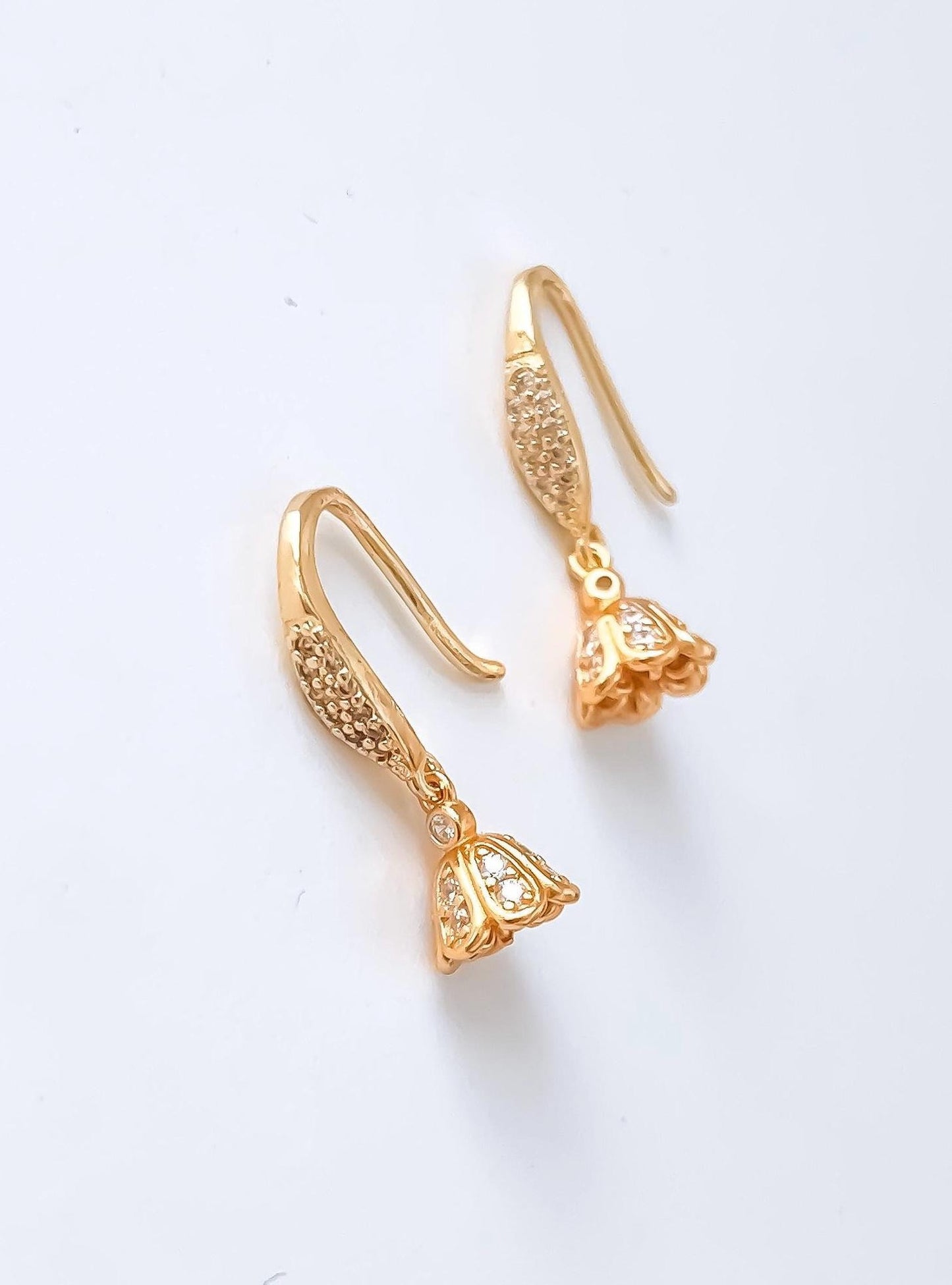 925 Sterling Silver flower drop Earrings/Micro Jhumka Hoops Gold Bali Plated Jhumkas/ High quality Hoop drop earrings/Baby size earrings .