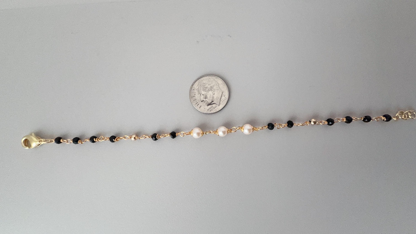 Mangalsutra Bracelet,Pearl black beads Bracelet, Mangalsutra Jewelry, Black Beads Bracelet,Charm bracelet,Pearl bracelet