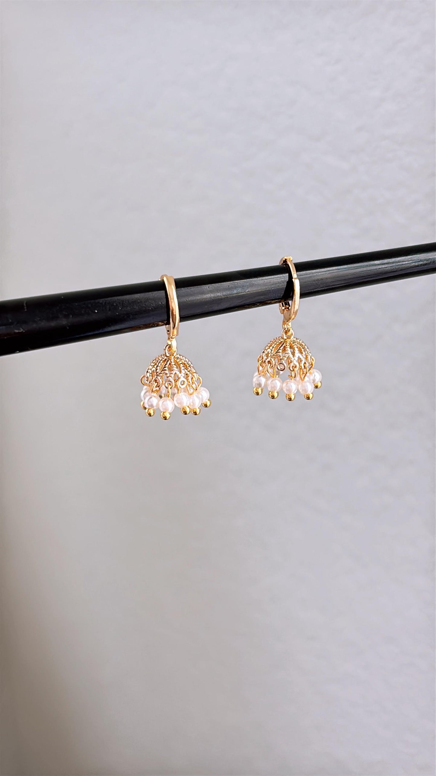 Cute Micro Mini Jhumka Earrings,14k Gold Plated Hoop Earrings,Baby size jhumka earrings,Gold Plated Earrings