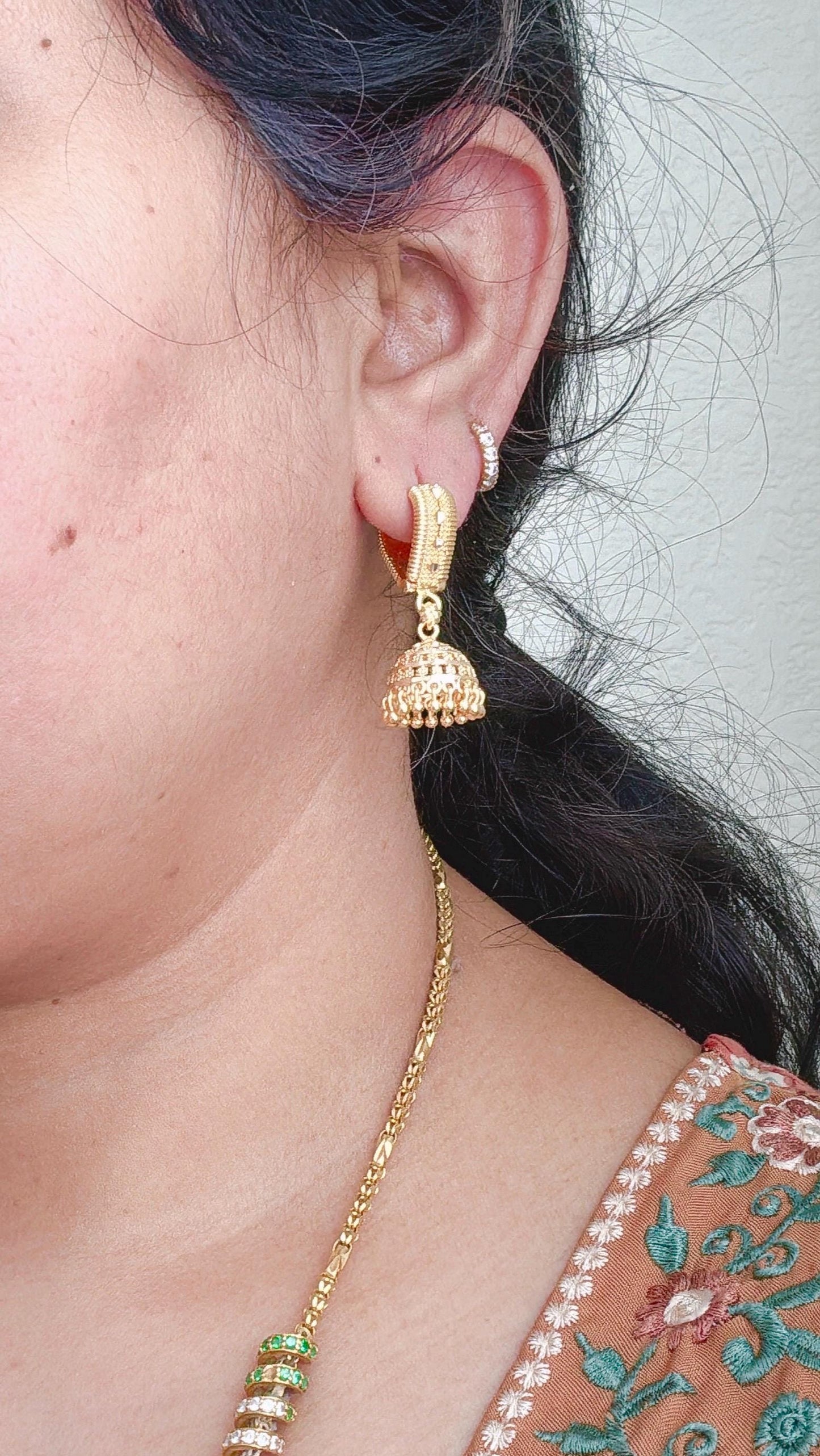 Gold mini Jhumka Earrings /Gold Bali Plated Jhumkas/ 18k dubai gold earrings, /Jhumkas Punjabi earrings Dainty Jhumkas Traditional jewelry