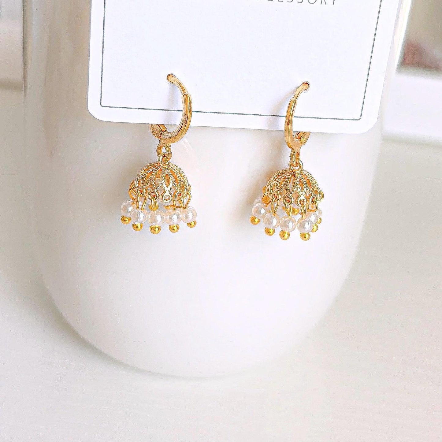 Cute Micro Mini Jhumka Earrings,14k Gold Plated Hoop Earrings,Baby size jhumka earrings,Gold Plated Earrings