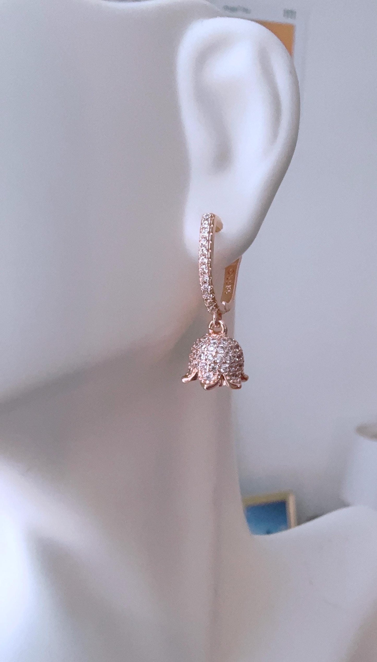 Cute Micro Mini Jhumka Earrings,14k Rose Gold Plated Hoop Earrings,Baby size jhumka earrings,Cz stone Earrings/AD drop earrings