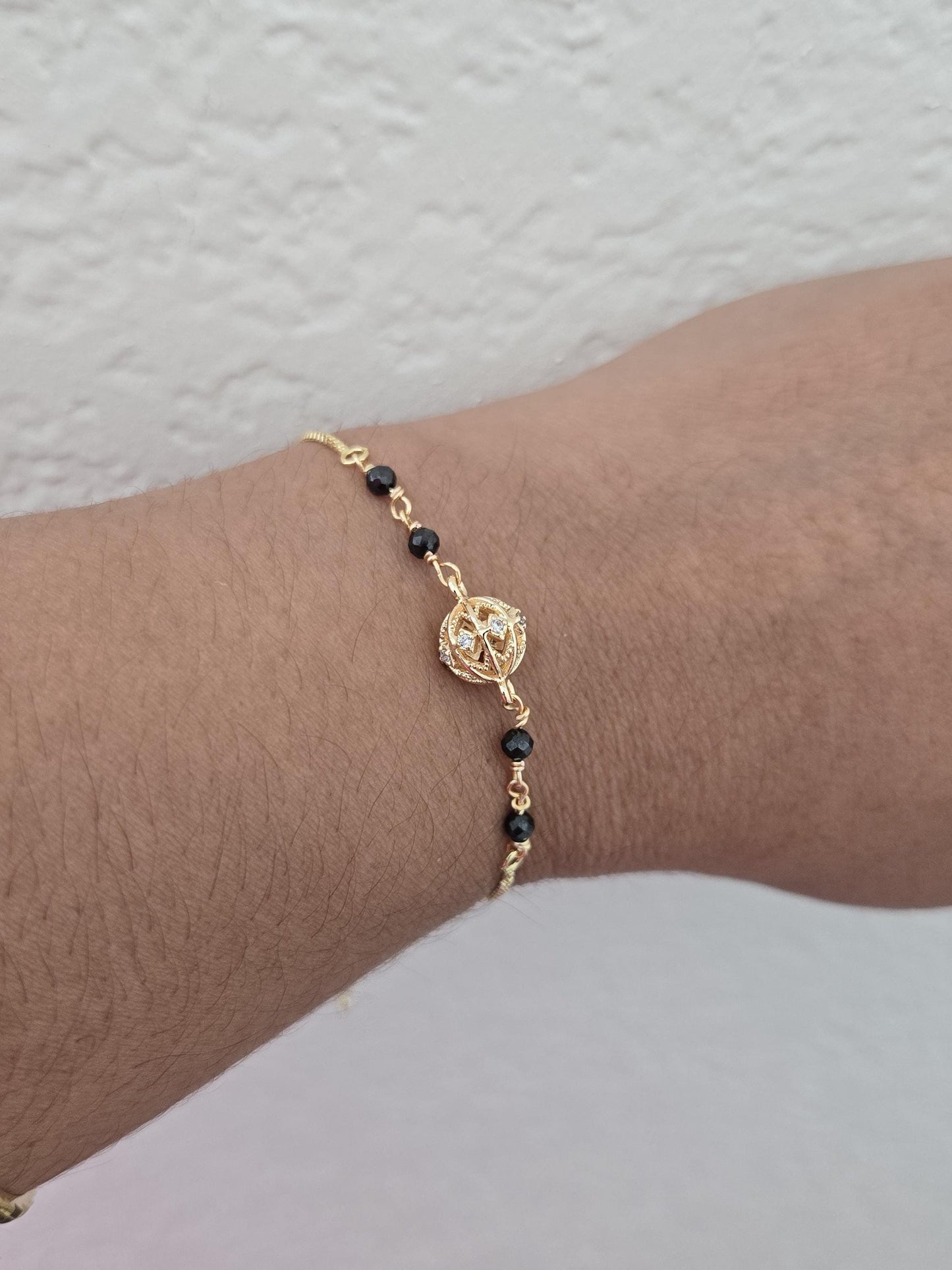 Cz Bracelet/Mangalsutra Bracelet/Blac beads bracelet/Nazaria Bracelet/zirconia charm bracelet/Handmade bracelet