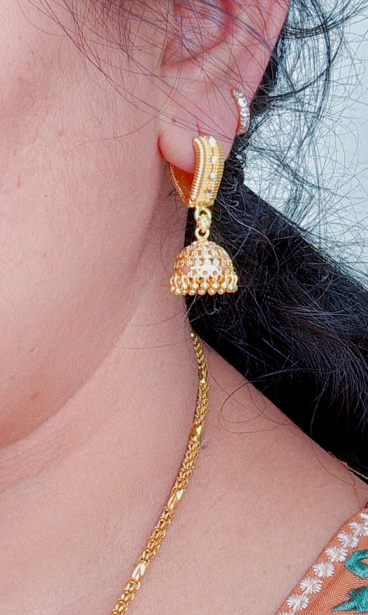 Gold mini Jhumka Earrings /Gold Bali Plated Jhumkas/ 18k dubai gold earrings, /Jhumkas Punjabi earrings Dainty Jhumkas Traditional jewelry