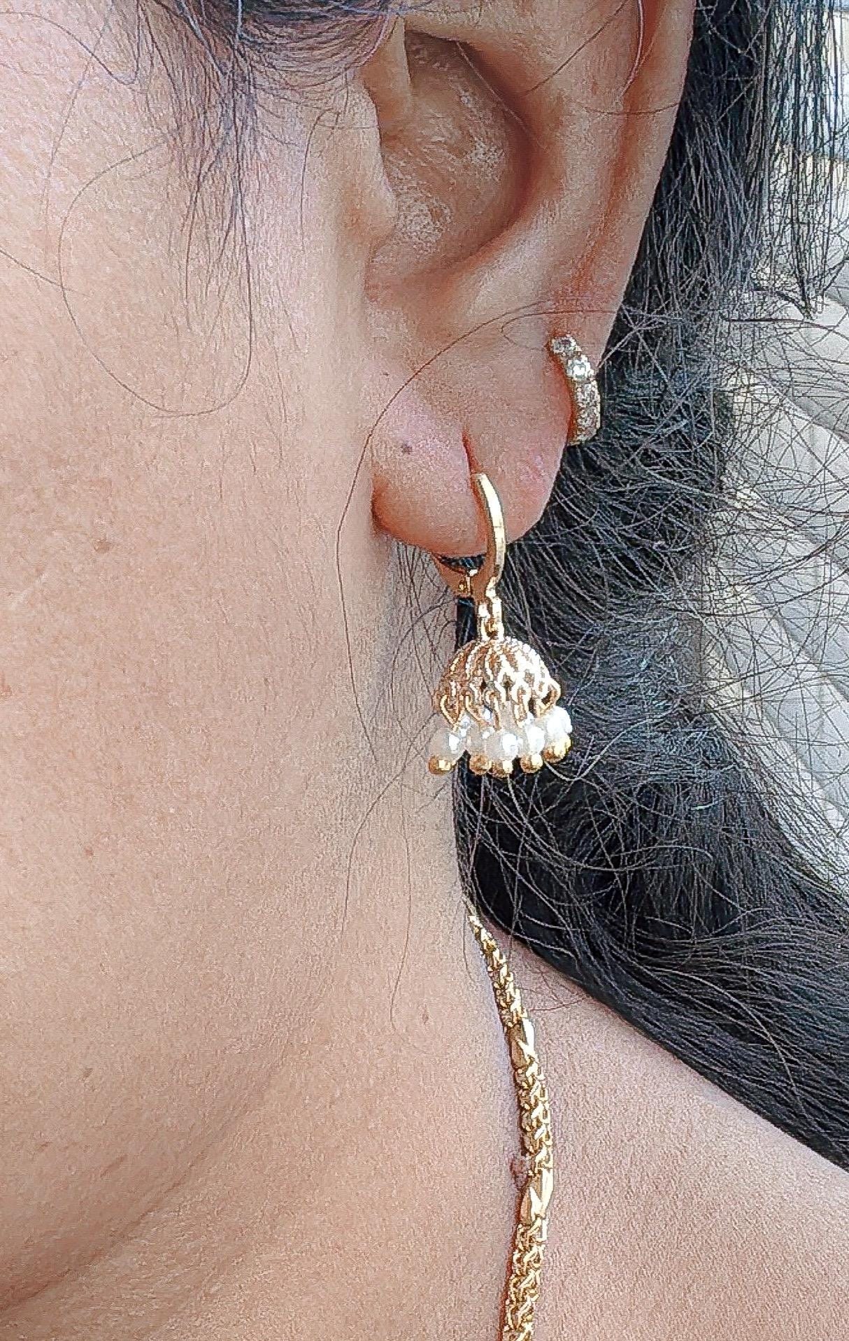 Cute Micro Mini Jhumka Earrings,14k Gold Plated Hoop Earrings,Baby size jhumka earrings,Gold Plated Earrings