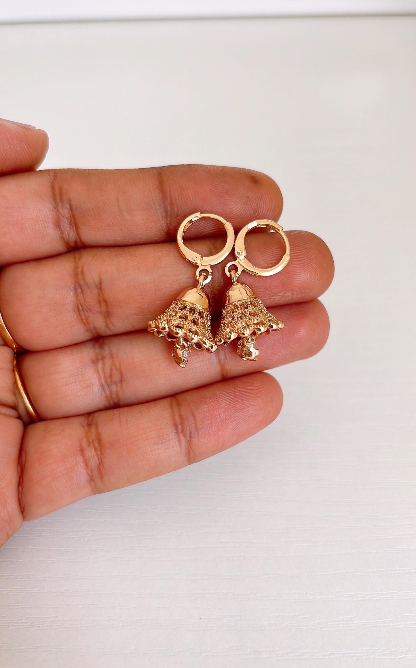 Gold mini Jhumka Hoops Gold Bali Plated Jhumkas 18 Karat imitation gold earrings Jhumkas Punjabi earrings Dainty Jhumkas Traditional