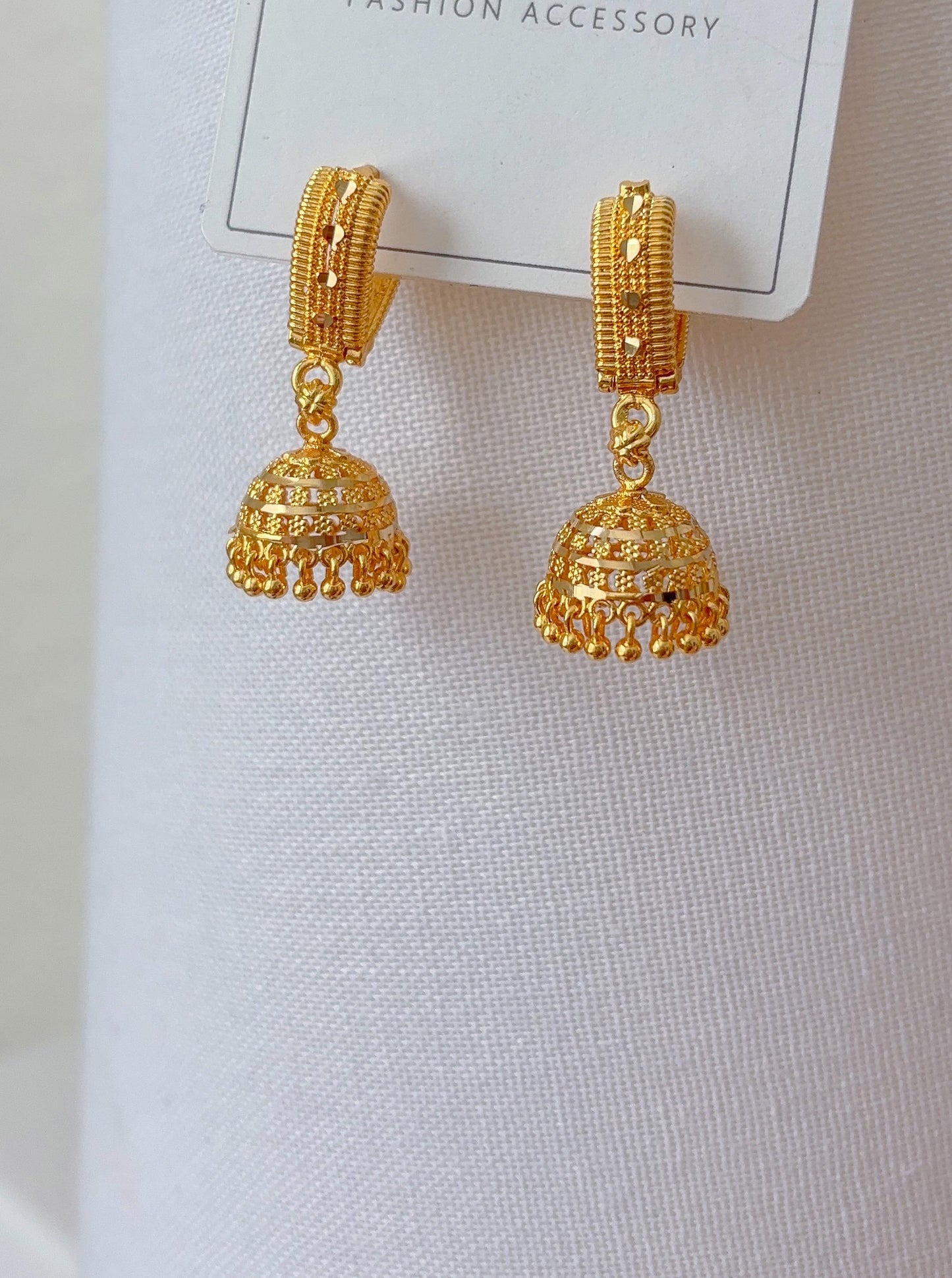 Gold mini Jhumka Earrings /Gold Bali Plated Jhumkas/ 18k dubai gold earrings, /Jhumkas Punjabi earrings Dainty Jhumkas Traditional jewelry
