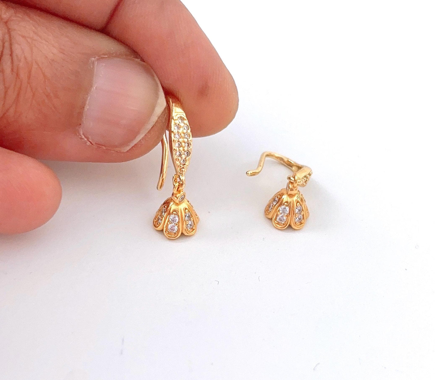 925 Sterling Silver flower drop Earrings/Micro Jhumka Hoops Gold Bali Plated Jhumkas/ High quality Hoop drop earrings/Baby size earrings .