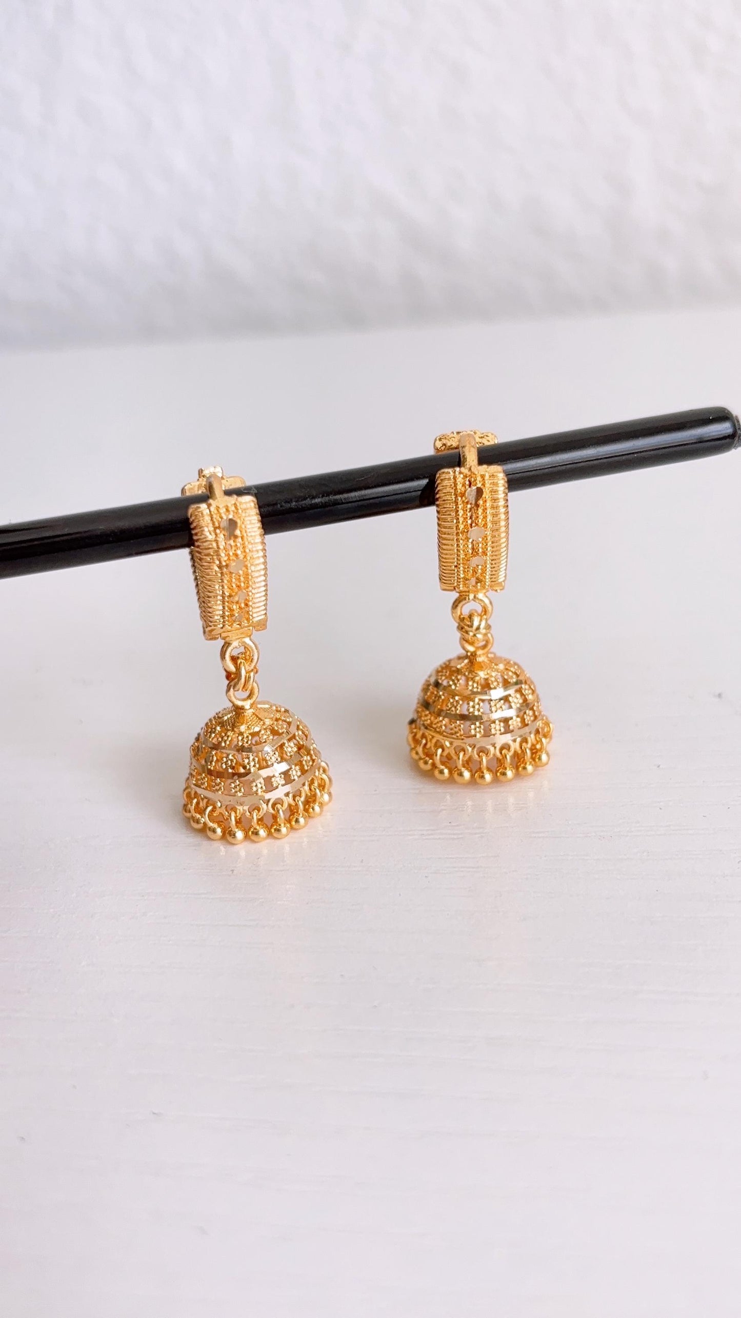 Gold mini Jhumka Earrings /Gold Bali Plated Jhumkas/ 18k dubai gold earrings, /Jhumkas Punjabi earrings Dainty Jhumkas Traditional jewelry