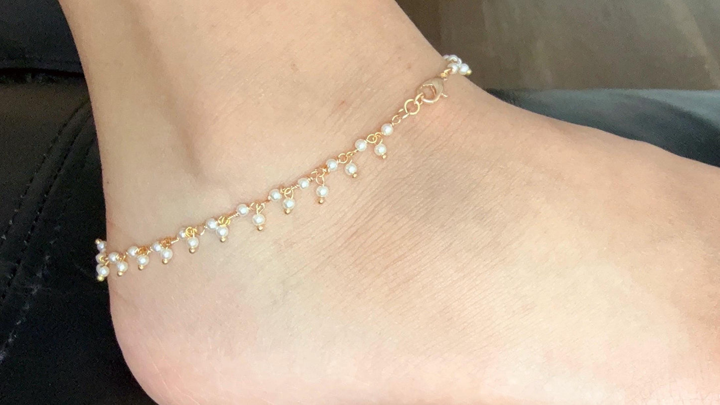 Pearl Anklet/Minimalist Ankle bracelet/dainty Anklets