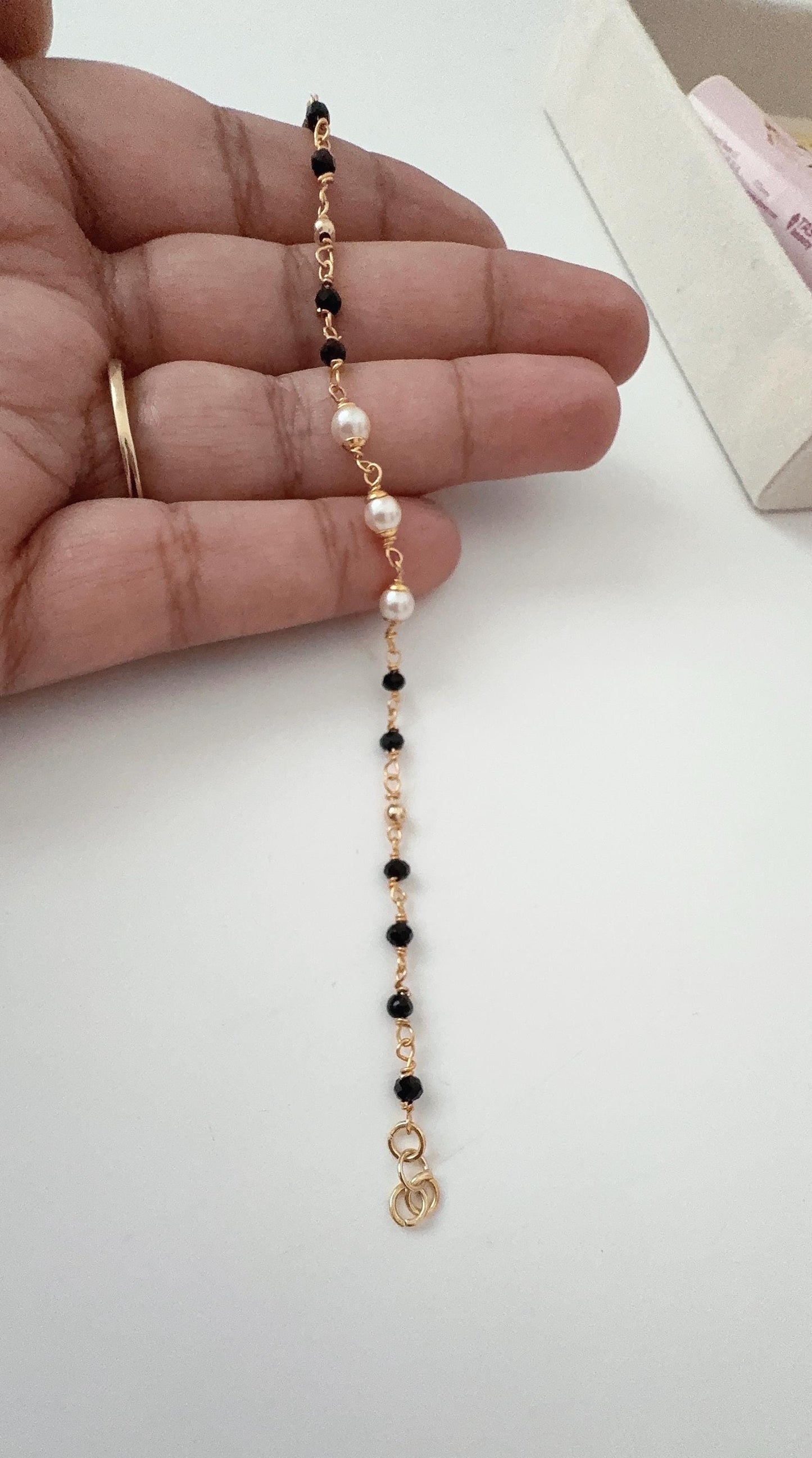 Mangalsutra Bracelet,Pearl black beads Bracelet, Mangalsutra Jewelry, Black Beads Bracelet,Charm bracelet,Pearl bracelet