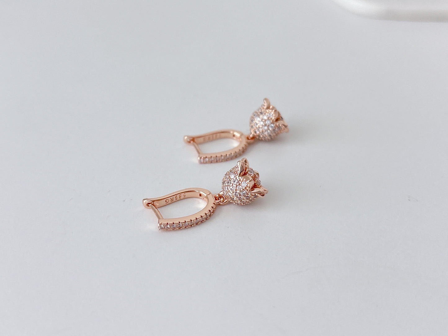 Cute Micro Mini Jhumka Earrings,14k Rose Gold Plated Hoop Earrings,Baby size jhumka earrings,Cz stone Earrings/AD drop earrings