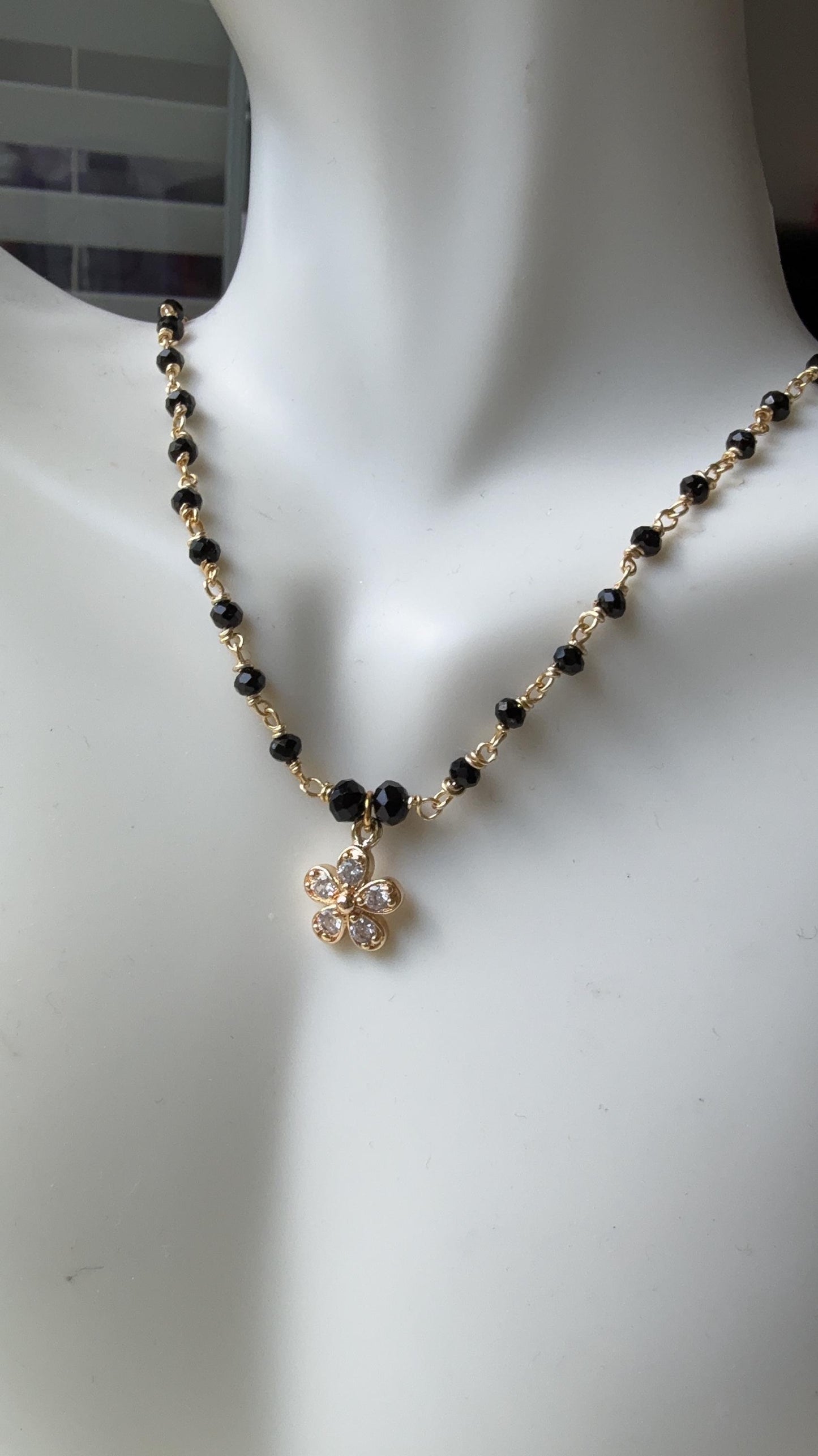 Mangalsutra Necklace/Cz Pendant Black beads Necklace/Black Beads Chain necklace/Traditional Necklace