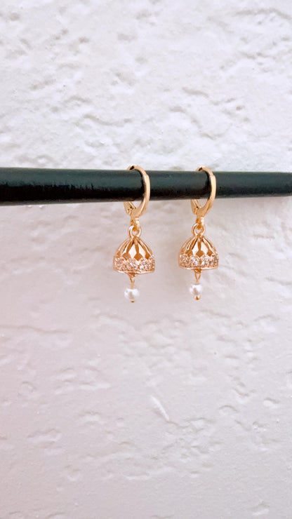 Micro Jhumka Hoops Gold Bali Plated Jhumkas 18 Karat imitation gold earrings Jhumkas Punjabi earrings Dainty Jhumkas Traditional