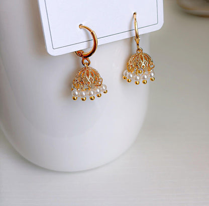 Cute Micro Mini Jhumka Earrings,14k Gold Plated Hoop Earrings,Baby size jhumka earrings,Gold Plated Earrings