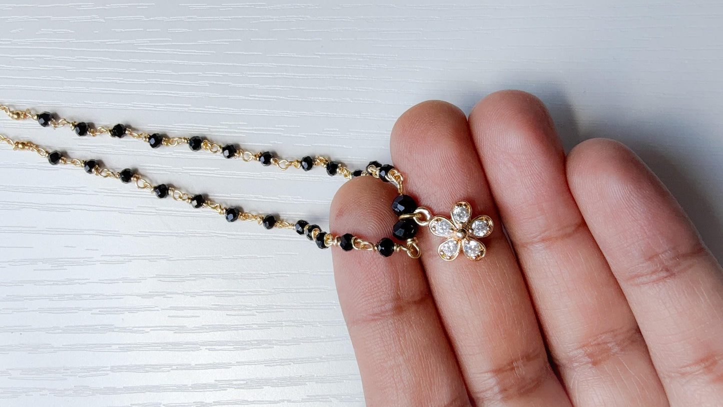 Mangalsutra Necklace/Cz Pendant Black beads Necklace/Black Beads Chain necklace/Traditional Necklace