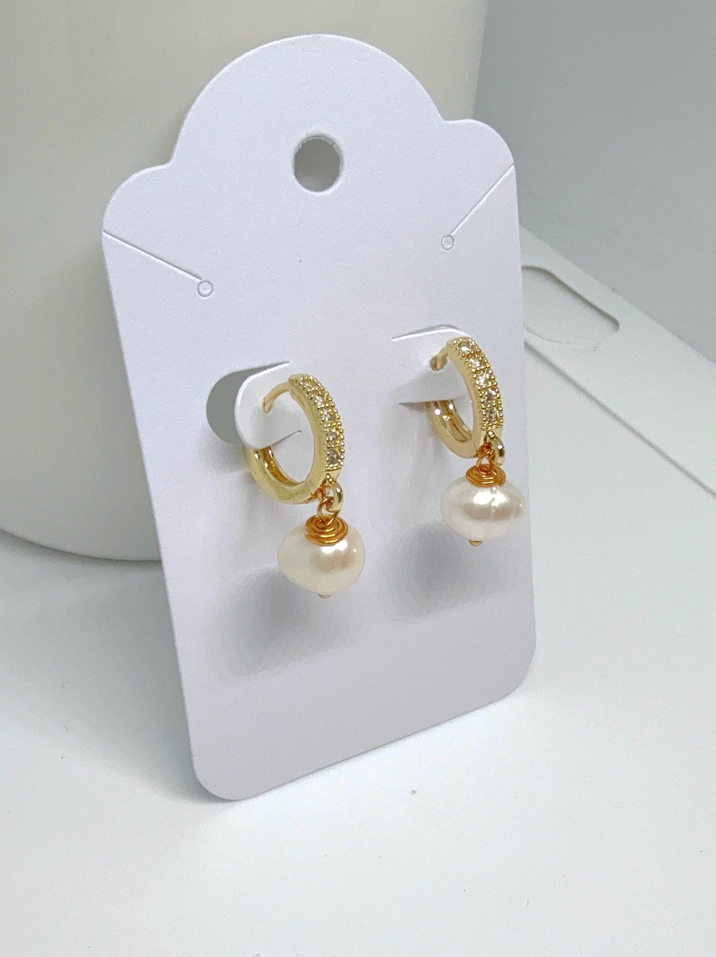 Pearl Drop Earrings/Fresh Water Pearl Earrings/Zirconia Huggie Hoop Pearl drop Earrings/Original Pearl Earrings
