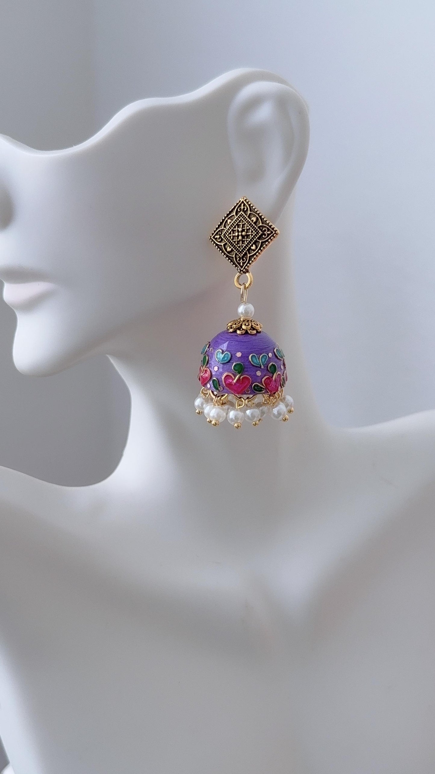 Jhumka Earrings/Handmade Jhumkas/Paper Quilling Earrings/Light weight earrings/Eco friendly jewelry