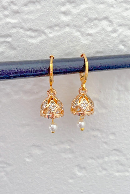 Micro Jhumka Hoops Gold Bali Plated Jhumkas 18 Karat imitation gold earrings Jhumkas Punjabi earrings Dainty Jhumkas Traditional