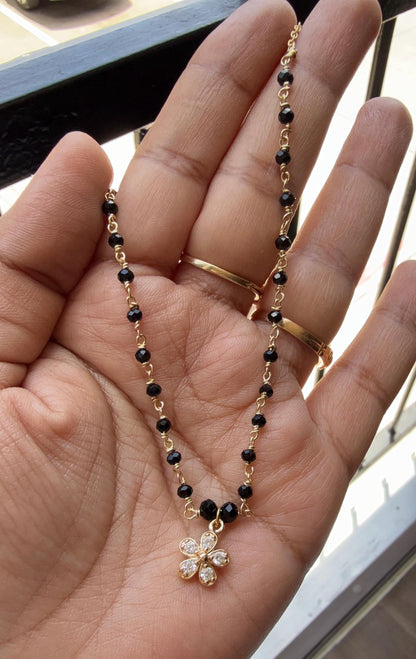 Mangalsutra Necklace/Cz Pendant Black beads Necklace/Black Beads Chain necklace/Traditional Necklace