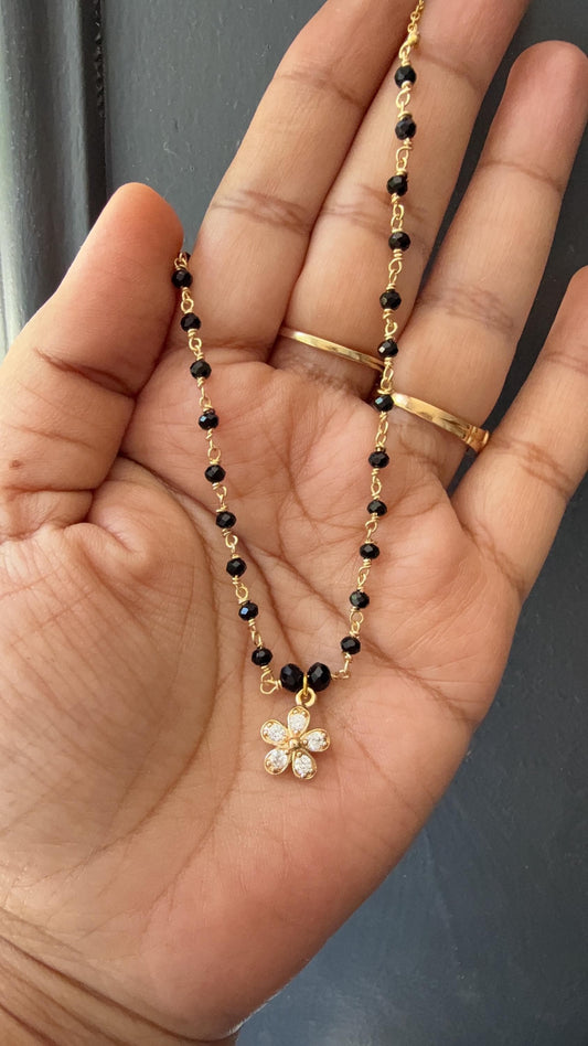 Mangalsutra Necklace/Cz Pendant Black beads Necklace/Black Beads Chain necklace/Traditional Necklace
