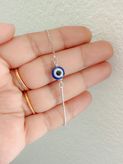 Blue Evil Eye Bracelet, Evil Eye Bracelet, Crystal Evil Eye Bracelet, Adjustable Evil Eye Bracelet.
