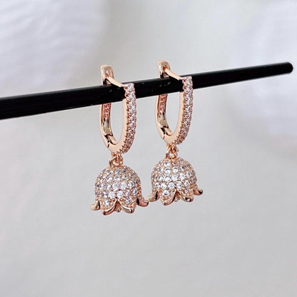 Cute Micro Mini Jhumka Earrings,14k Rose Gold Plated Hoop Earrings,Baby size jhumka earrings,Cz stone  Earrings/AD drop earrings