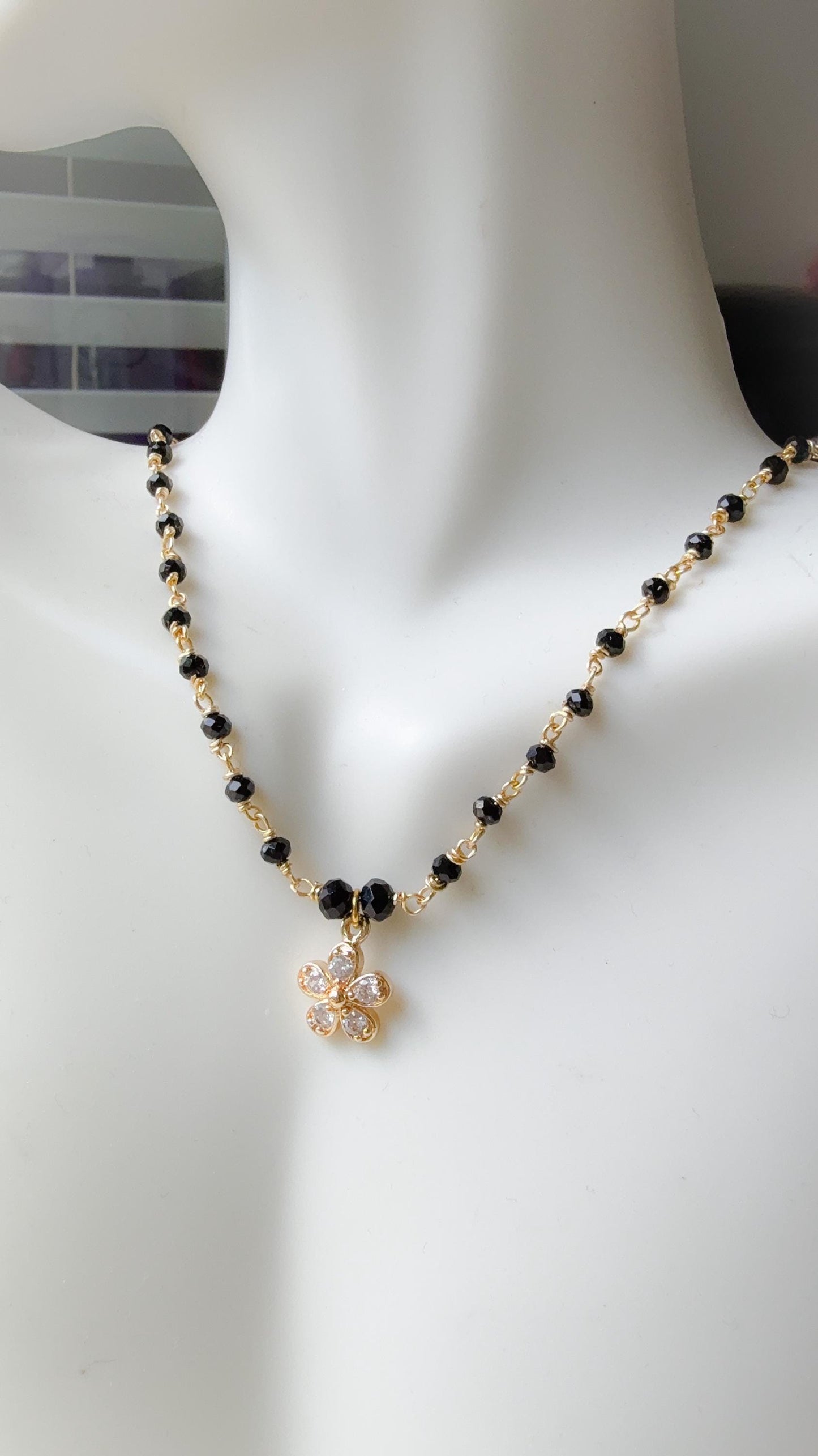 Mangalsutra Necklace/Cz Pendant Black beads Necklace/Black Beads Chain necklace/Traditional Necklace