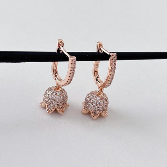 Cute Micro Mini Jhumka Earrings,14k Rose Gold Plated Hoop Earrings,Baby size jhumka earrings,Cz stone  Earrings/AD drop earrings
