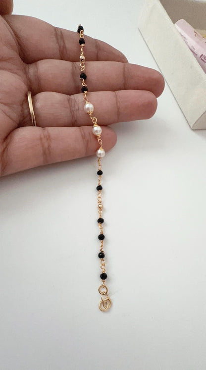 Mangalsutra Bracelet,Pearl black beads Bracelet, Mangalsutra Jewelry, Black Beads Bracelet,Charm bracelet,Pearl bracelet