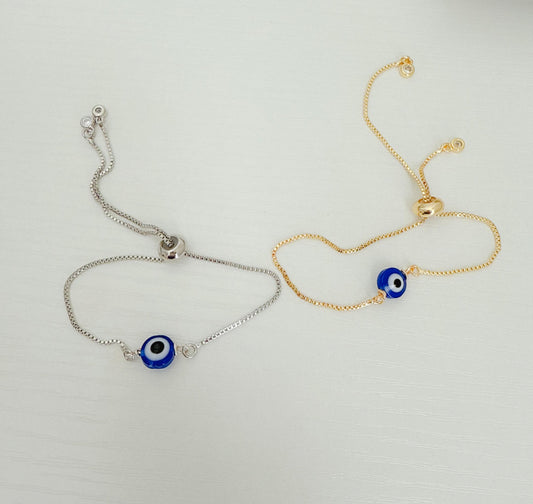 Blue Evil Eye Bracelet, Evil Eye Bracelet, Crystal Evil Eye Bracelet, Adjustable Evil Eye Bracelet.