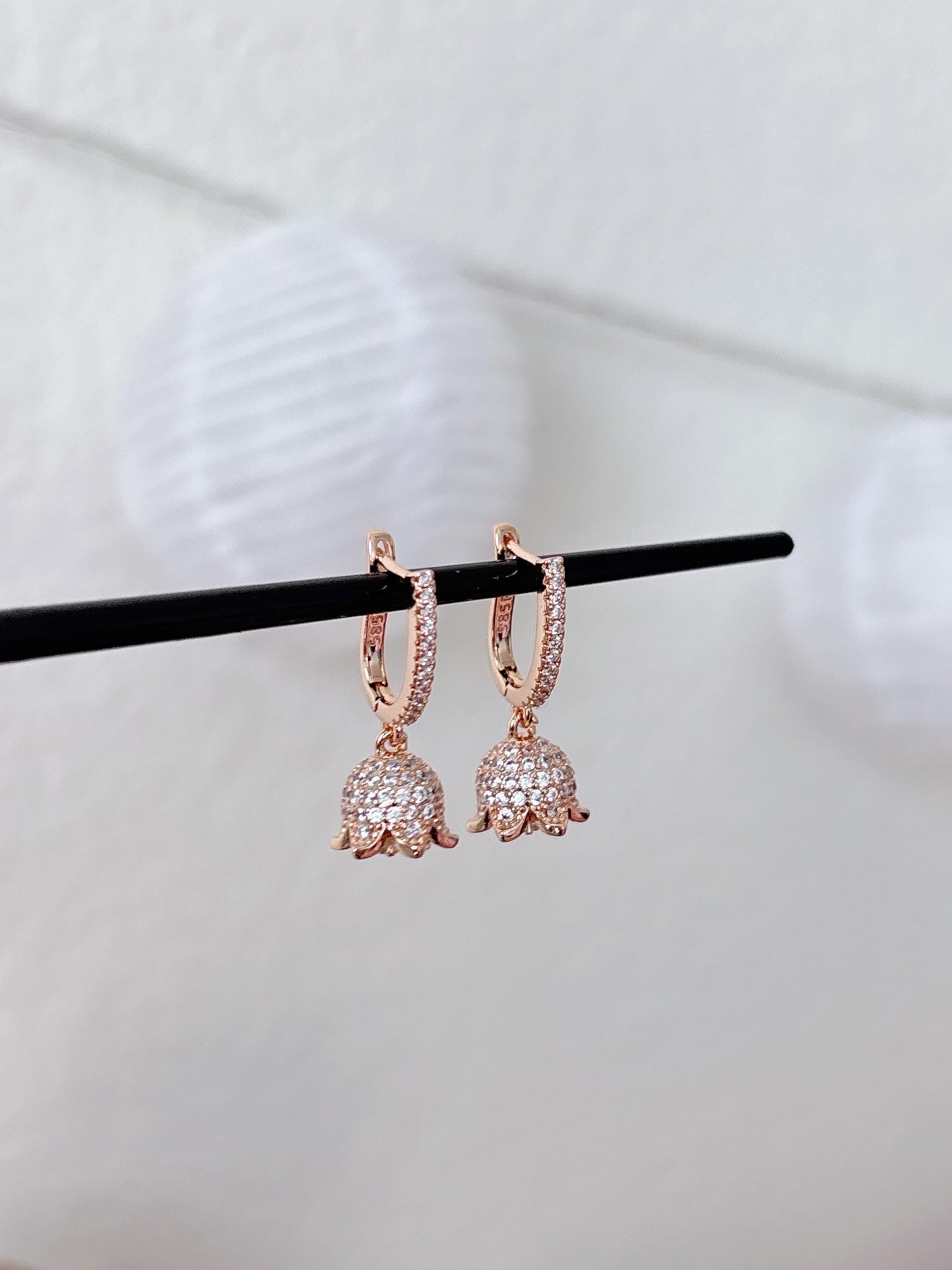 Cute Micro Mini Jhumka Earrings,14k Rose Gold Plated Hoop Earrings,Baby size jhumka earrings,Cz stone  Earrings/AD drop earrings