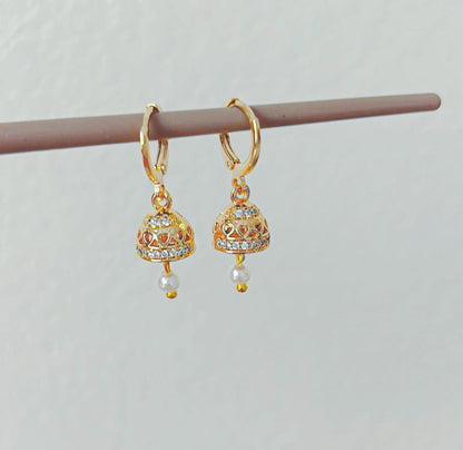 Micro Jhumka Hoops Gold Bali Plated Jhumkas 18 Karat imitation gold earrings Jhumkas Punjabi earrings Dainty Jhumkas Traditional